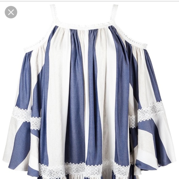 Martha Medeiros Cold Shoulder Abigail Blue Dress P - Picture 3 of 5